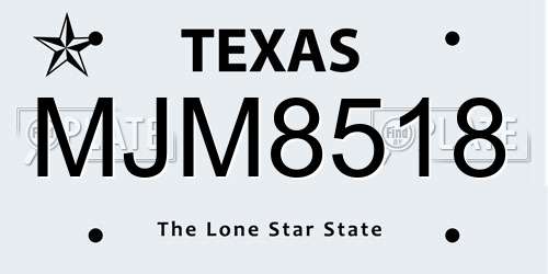 MJM8518 Texas License Plate