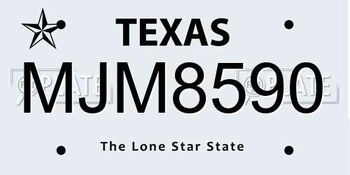 MJM8590 Texas License Plate