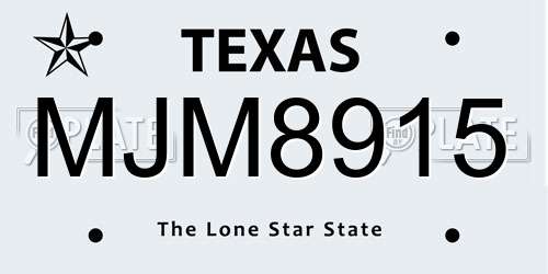 MJM8915 Texas License Plate