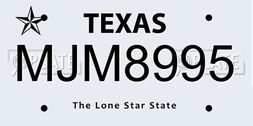 MJM8995 Texas License Plate