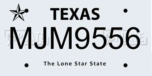 MJM9556 Texas License Plate