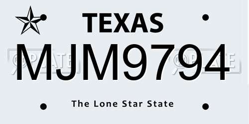 MJM9794 Texas License Plate