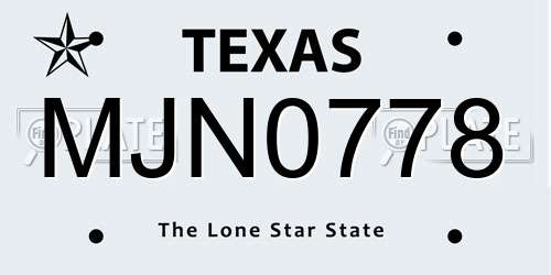MJN0778 Texas License Plate
