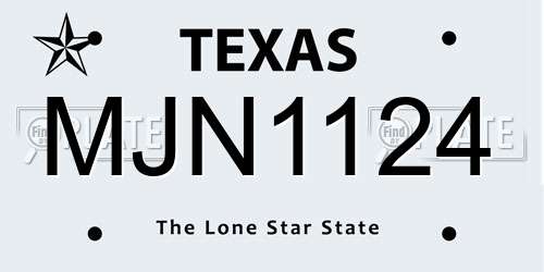 MJN1124 Texas License Plate