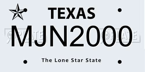 MJN2000 Texas License Plate