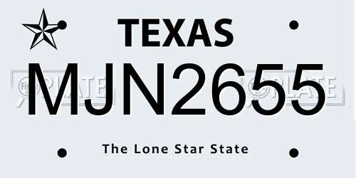MJN2655 Texas License Plate
