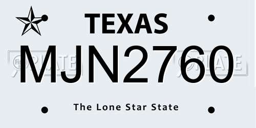 MJN2760 Texas License Plate