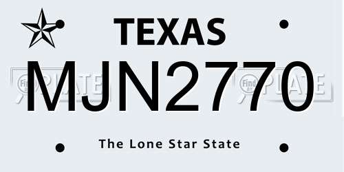 MJN2770 Texas License Plate