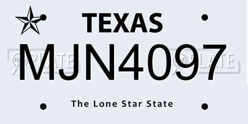 MJN4097 Texas License Plate