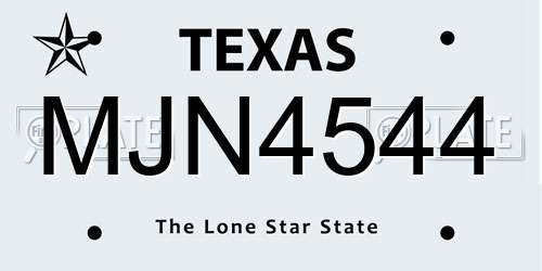 MJN4544 Texas License Plate