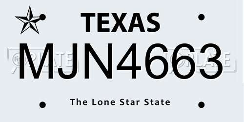 MJN4663 Texas License Plate