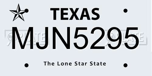 MJN5295 Texas License Plate