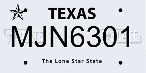 MJN6301 Texas License Plate