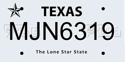 MJN6319 Texas License Plate