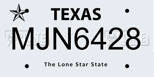 MJN6428 Texas License Plate