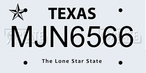 MJN6566 Texas License Plate