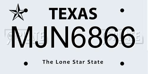 MJN6866 Texas License Plate