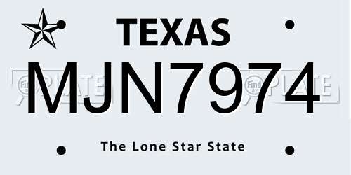 MJN7974 Texas License Plate