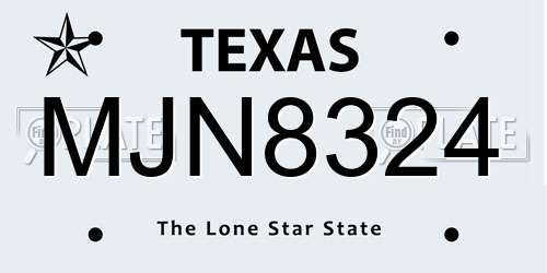 MJN8324 Texas License Plate