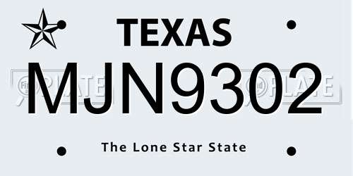 MJN9302 Texas License Plate