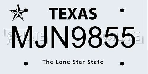 MJN9855 Texas License Plate