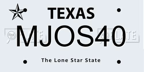 MJOS40 Texas License Plate