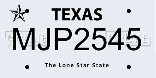 MJP2545 Texas License Plate
