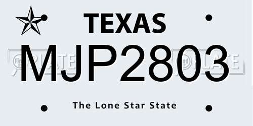 MJP2803 Texas License Plate