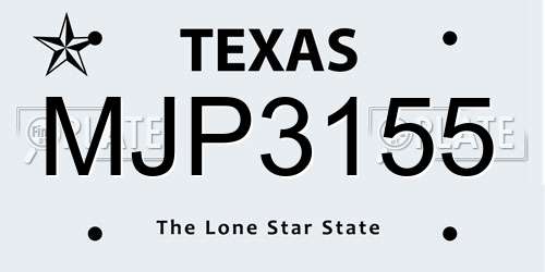 MJP3155 Texas License Plate