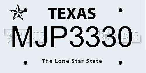 MJP3330 Texas License Plate