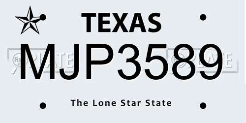 MJP3589 Texas License Plate