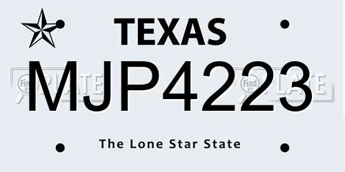 MJP4223 Texas License Plate