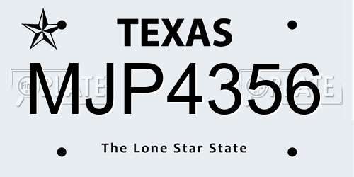 MJP4356 Texas License Plate