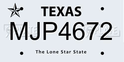 MJP4672 Texas License Plate