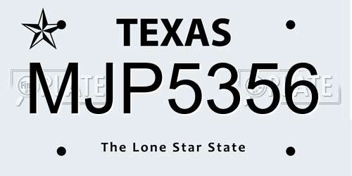 MJP5356 Texas License Plate