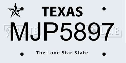 MJP5897 Texas License Plate