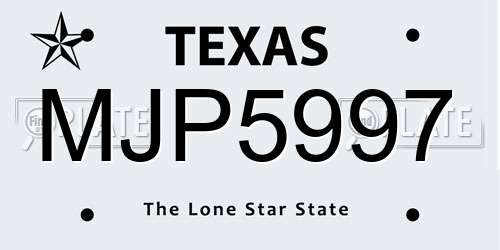 MJP5997 Texas License Plate