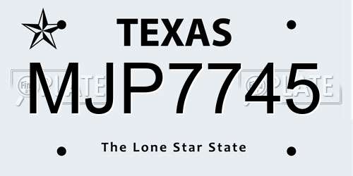 MJP7745 Texas License Plate