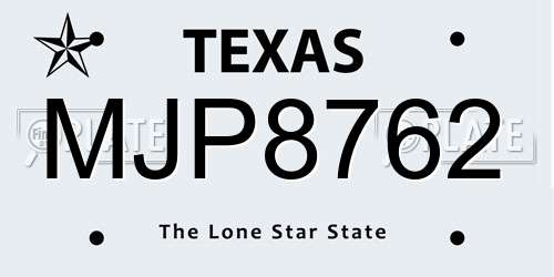 MJP8762 Texas License Plate