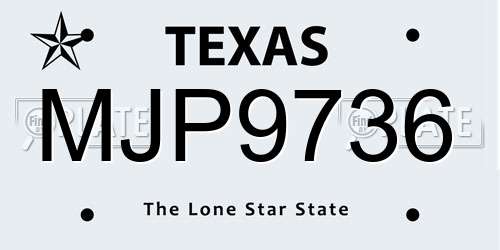 MJP9736 Texas License Plate