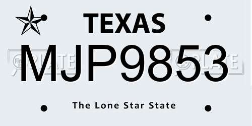 MJP9853 Texas License Plate