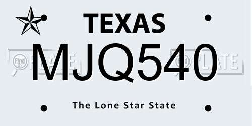 MJQ540 Texas License Plate