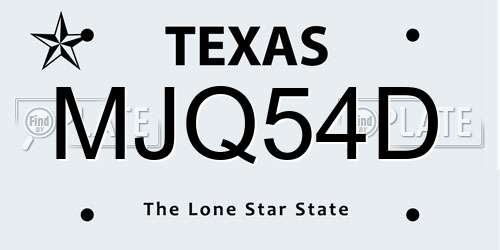 MJQ54D Texas License Plate