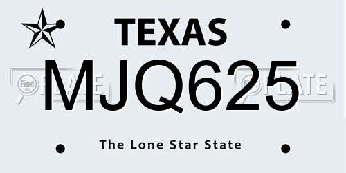 MJQ625 Texas License Plate