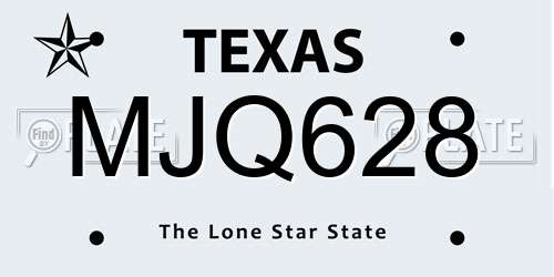 MJQ628 Texas License Plate