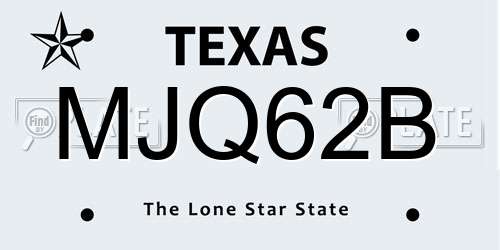MJQ62B Texas License Plate