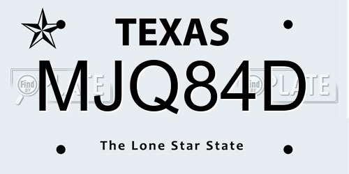 MJQ84D Texas License Plate