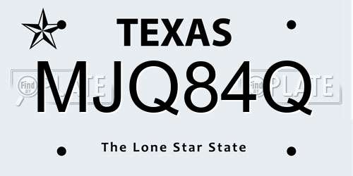 MJQ84Q Texas License Plate