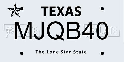 MJQB40 Texas License Plate