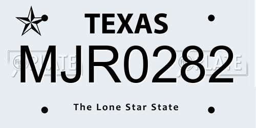 MJR0282 Texas License Plate